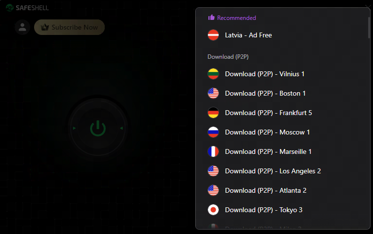 SafeShell P2P download feature